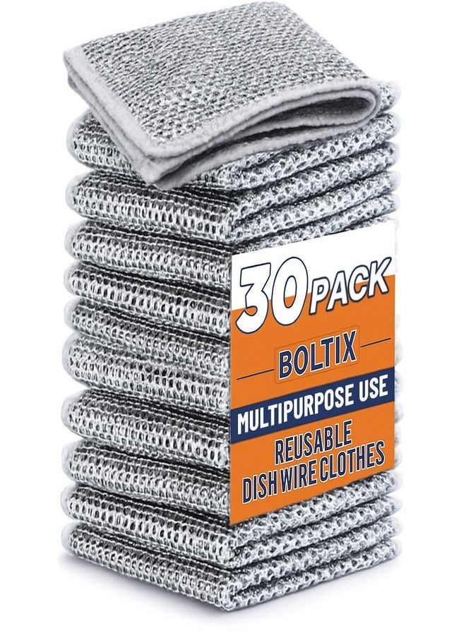 BOLTIX Non Scratch Wire Dish Cloth (Pack of 30), Steel Scrubber for Utensils Cleaning, Multipurpose Wet and Dry Cleaning, Stainless-Steel Dish Wash Scrubber for Washing Dishes, Sinks - Image 1